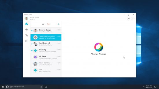 Cisco Webex Teams interface